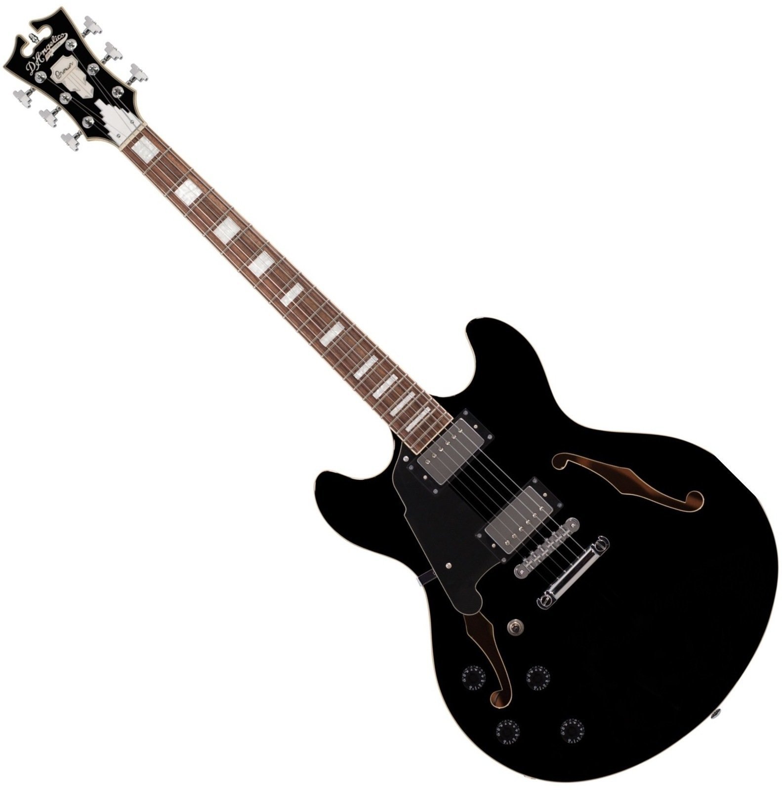 Guitare semi-acoustique D'Angelico Premier DC Stop-bar Black Guitare semi-acoustique