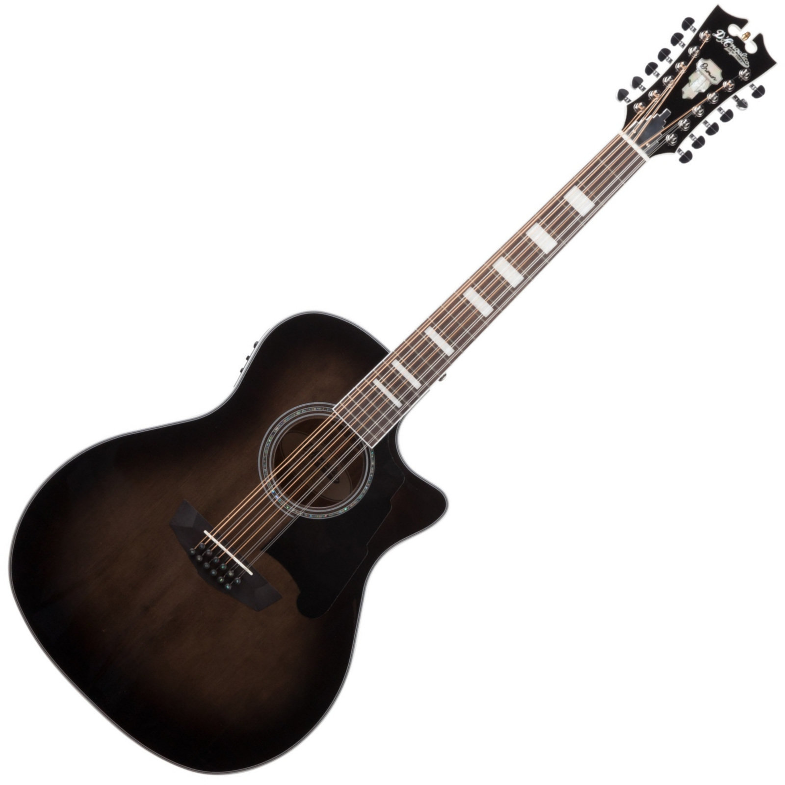 12-snarige elektrisch-akoestische gitaar D'Angelico Premier Fulton Gray Black