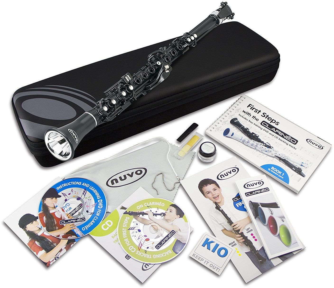 Hybrid Wind Instrument NUVO Clarinéo Starter Set Black/Silver with English DVD CD