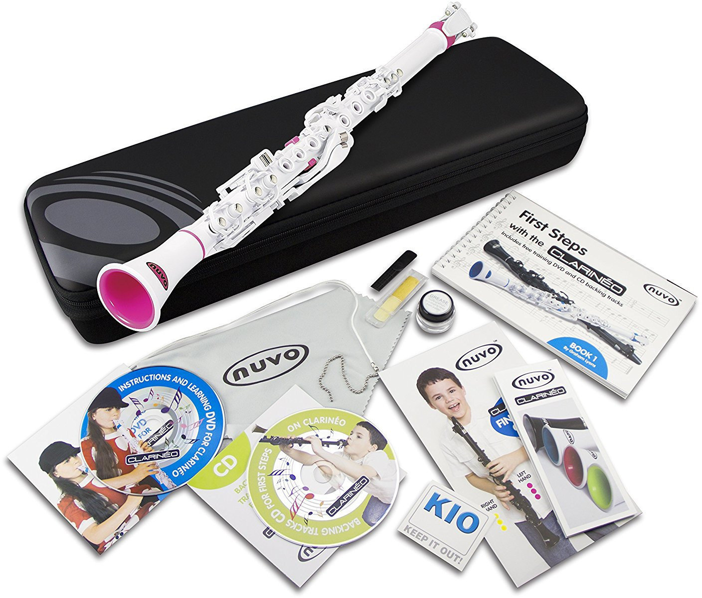 Hybrydowy instrument dęty NUVO Clarinéo Starter Set White/Pink with English DVD CD