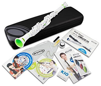 Hybride blaasinstrument NUVO Clarinéo Starter Set White/Green with German DVD CD