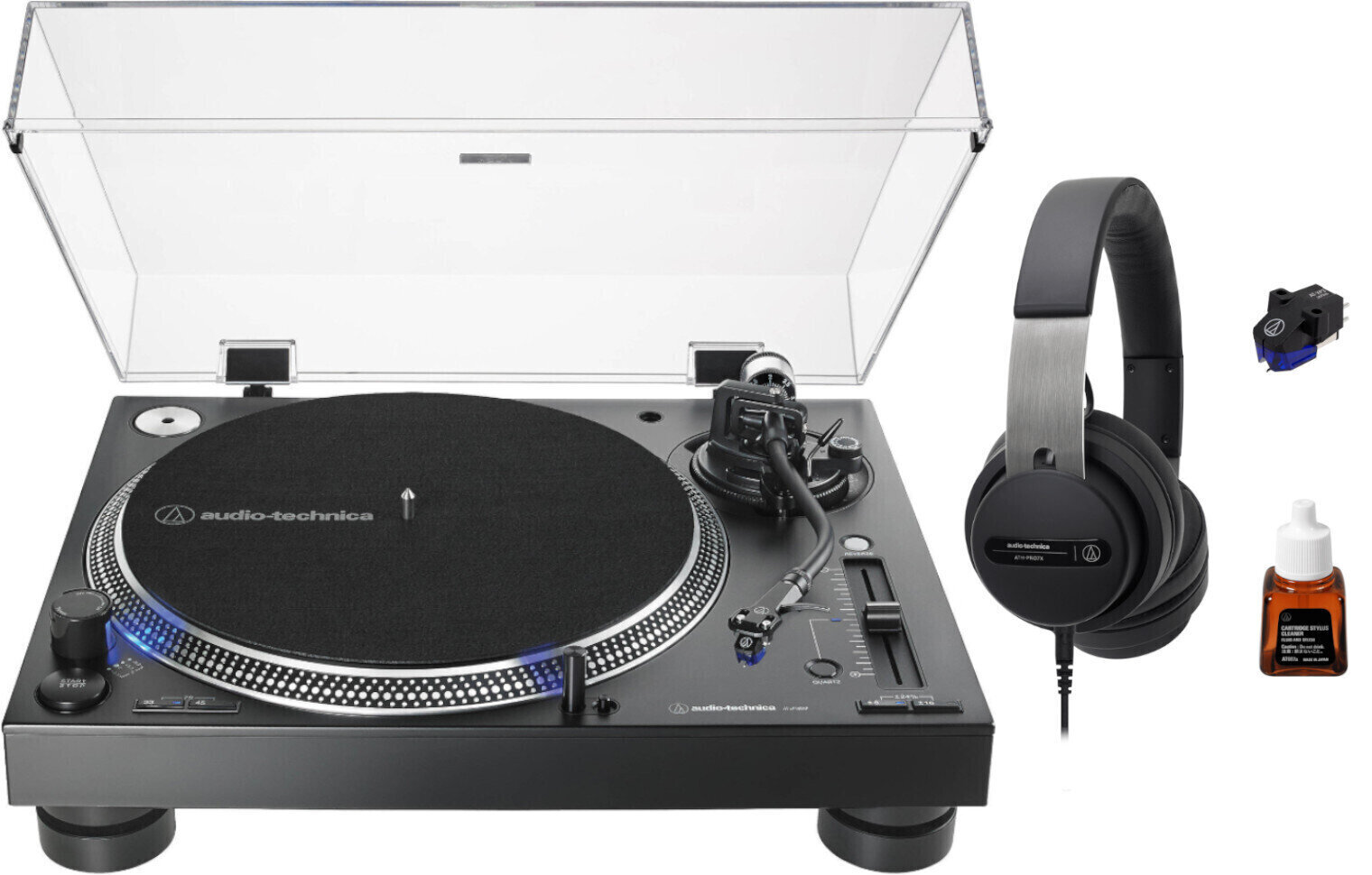 Gira-discos para DJ Audio-Technica Bedroom DJ Promo Black SET Preto Gira-discos para DJ