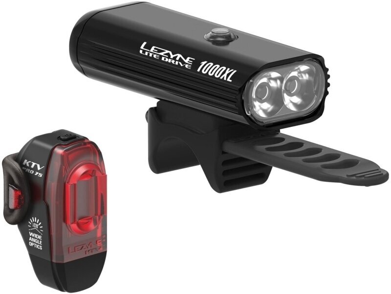 Cyklistické světlo Lezyne Lite Drive 1000XL/KTV Pro Pair Black/Hi Gloss Front 1000 lm / Rear 75 lm Cyklistické světlo