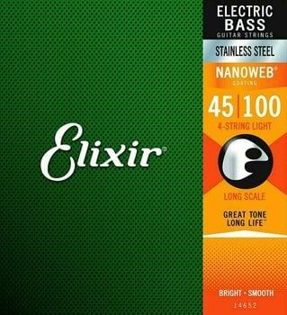 Corzi pentru chitare bas Elixir 14652 Nanoweb 4 45-100 - 1