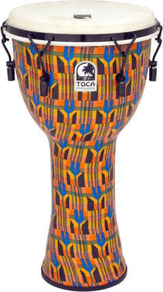 Djembe Toca Percussion SFDMX-12K Djembe Freestyle Mechanically Tuned Kente Cloth