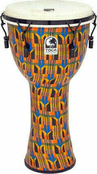 Djembe Toca Percussion SFDMX-12K Djembe Freestyle Mechanically Tuned Kente Cloth - 1