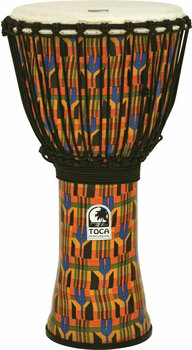 Djembe Toca Percussion SFDJ-12K Djembe Freestyle Rope Tuned Kente Cloth - 1