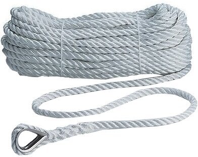 Boat Anchor Rope FSE Robline Rapallo with Thimble White 8 mm 20 m