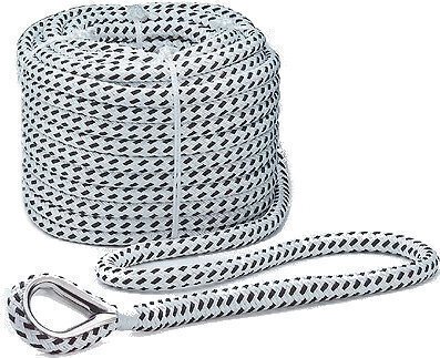Boat Anchor Rope FSE Robline Rio with Thimble White-Black 10 mm 30 m
