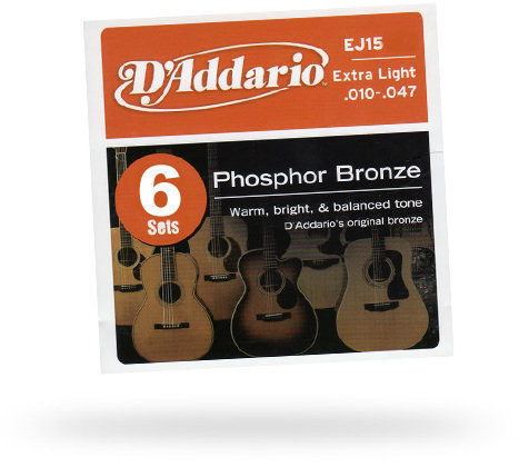 Cordes de guitares acoustiques D'Addario EJ15 Six Pack