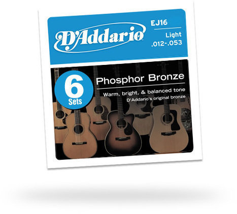 Gitarrsträngar D'Addario EJ16 Six Pack