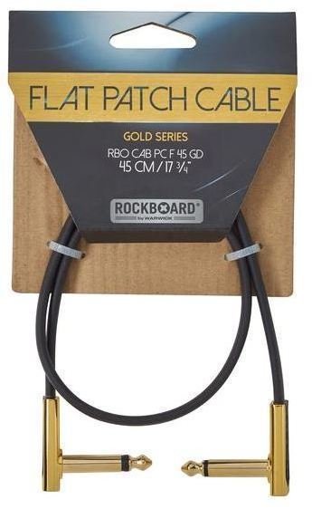 Καλώδιο Σύνδεσης, Patch Καλώδιο RockBoard Flat Patch Cable Gold Χρυσό 45 cm Με γωνία - Με γωνία