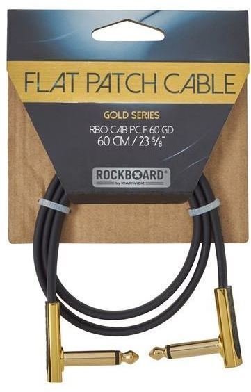 Kabel rozgałęziacz, Patch kabel RockBoard Flat Patch Cable Gold Złoty 60 cm Kątowy - Kątowy