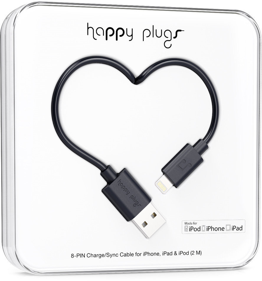USB-kaapeli Happy Plugs Lightning Cable 2m Black