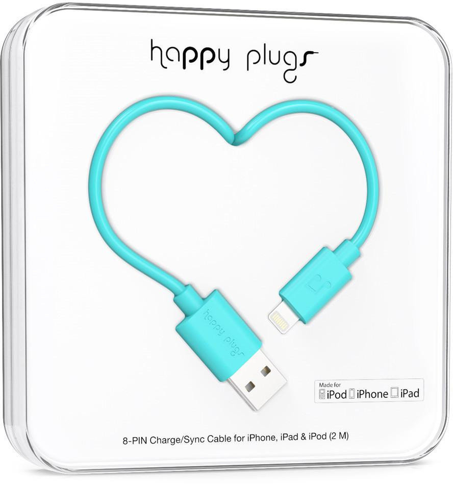 USB-kaapeli Happy Plugs Lightning Cable 2m Turquoise