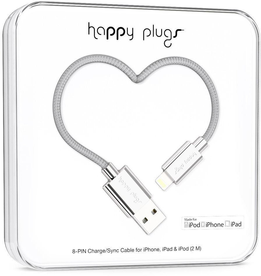 USB-kaapeli Happy Plugs Lightning Cable 2m Silver