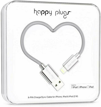 USB Kábel Happy Plugs Lightning Cable 2m Silver - 1