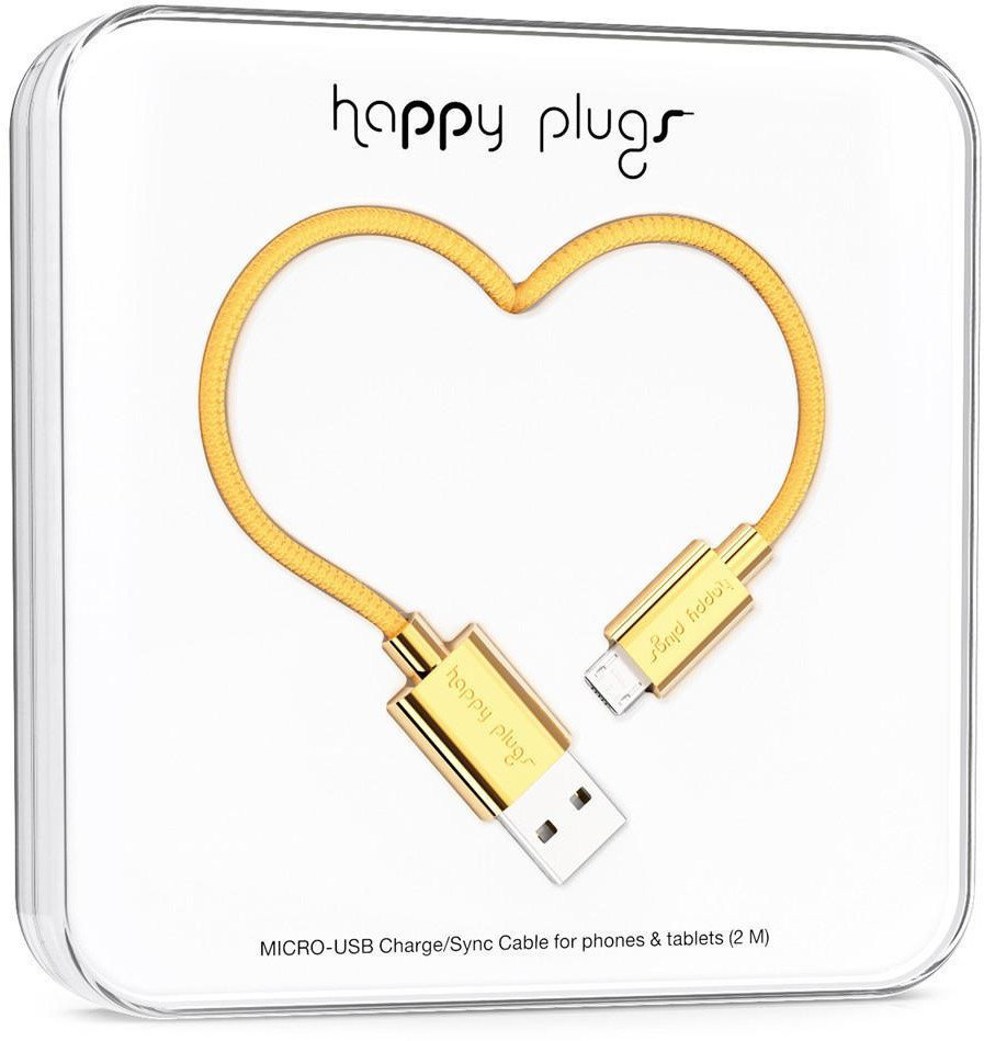 USB-kabel Happy Plugs Micro-USB Cable 2m Gold