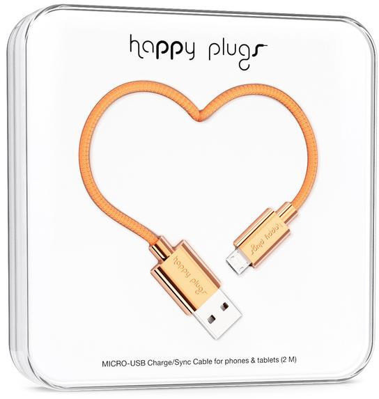 USB Kábel Happy Plugs Micro-USB Cable 2m Rose Gold