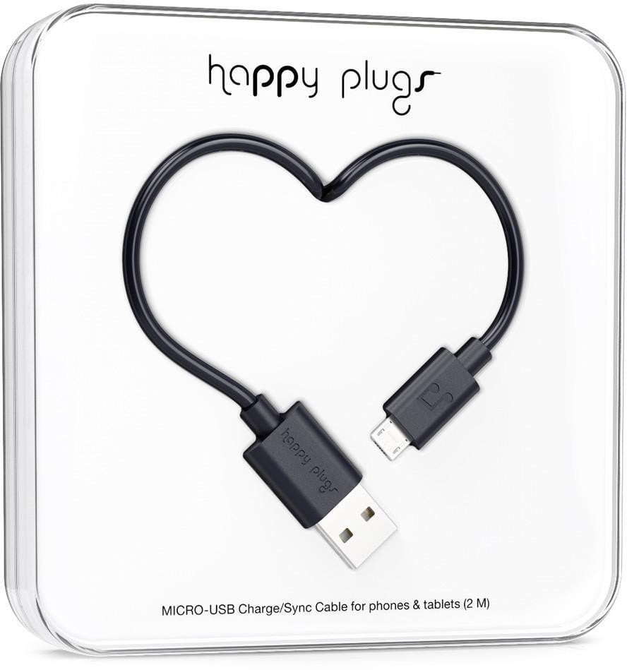 USB kabel Happy Plugs Micro-USB Cable 2m Black