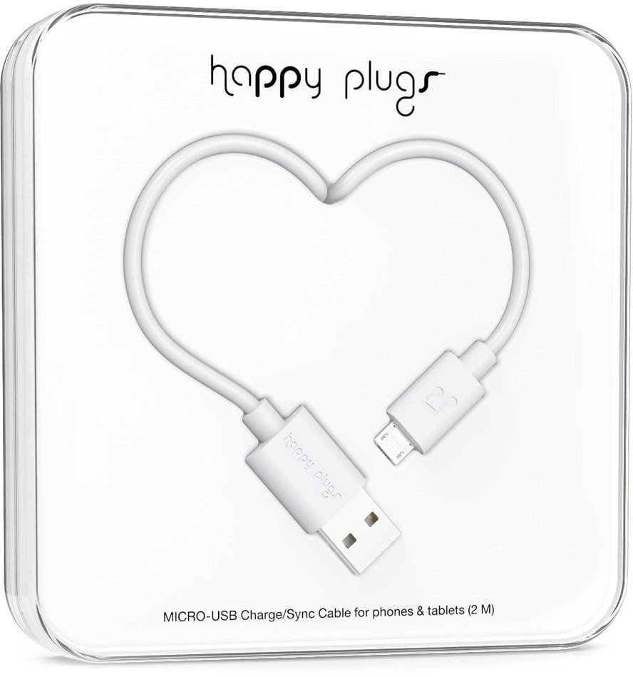 USB-kabel Happy Plugs Micro-USB Cable 2m White Wit 2 m USB-kabel