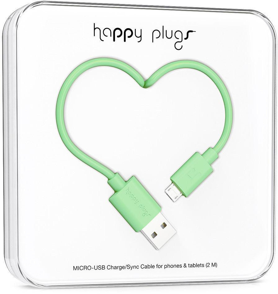 Cable USB Happy Plugs Micro-USB Cable 2m Mint