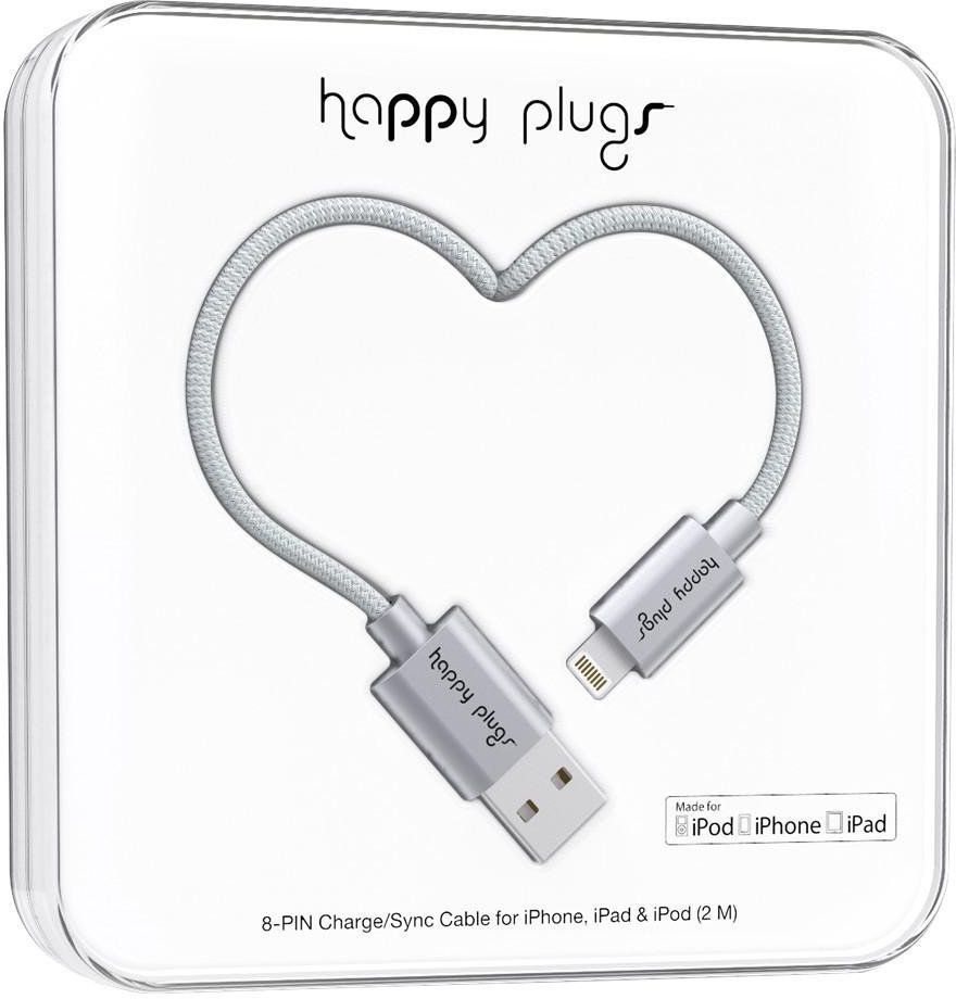 USB Kábel Happy Plugs Lightning Cable 2M, Space Grey