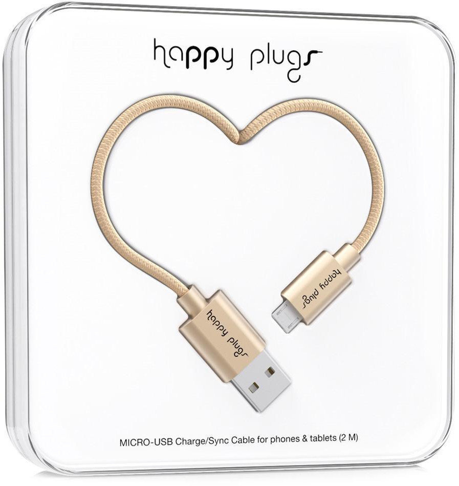 Cable USB Happy Plugs Micro-USB Cable 2M, Champagne