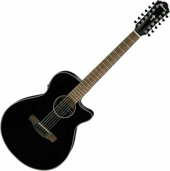 12-snarige elektrisch-akoestische gitaar Ibanez AEG5012-BKH Zwart - 1
