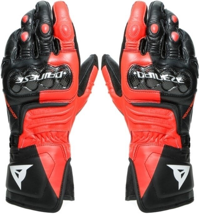 Rukavice Dainese Carbon 3 Long Black/Fluo Red/White S Rukavice