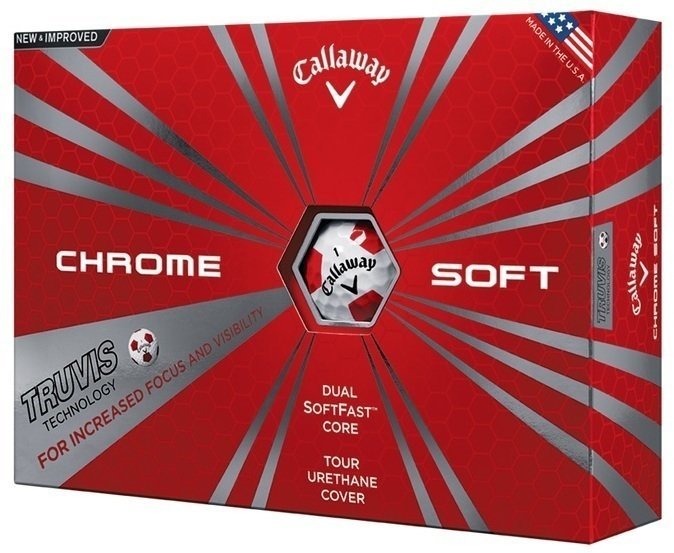 Нова топка за голф Callaway Chrome Soft Truvis Red