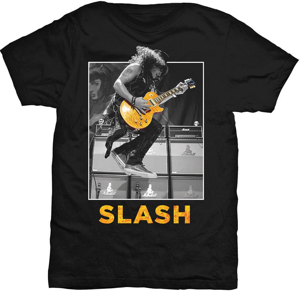 T-Shirt Slash Guitar Jump Mens Blk T Shirt: L