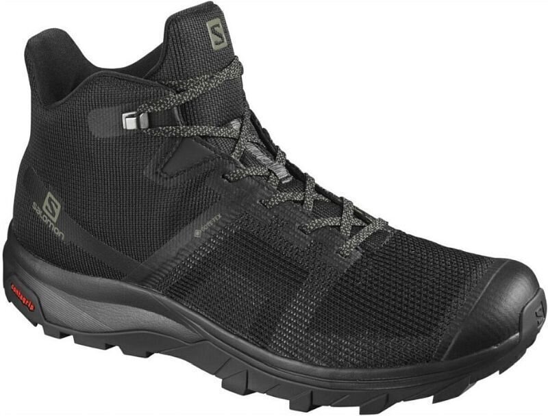 Mens Outdoor Shoes Salomon Outline Prism Mid GTX Black/Black/Castor Gray 44 2/3 Mens Outdoor Shoes