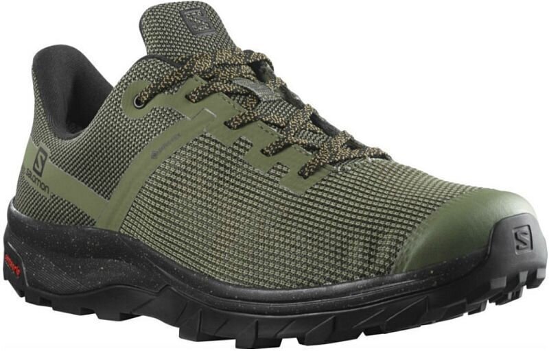 Mens Outdoor Shoes Salomon Outline Prism GTX Deep Lichen Green/Black/Cumin 45 1/3 Mens Outdoor Shoes