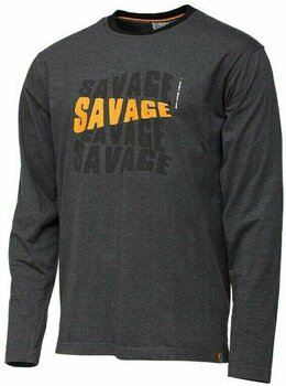 Horgászpóló Savage Gear Horgászpóló Simply Savage Logo Tee Dark Grey Melange S - 1