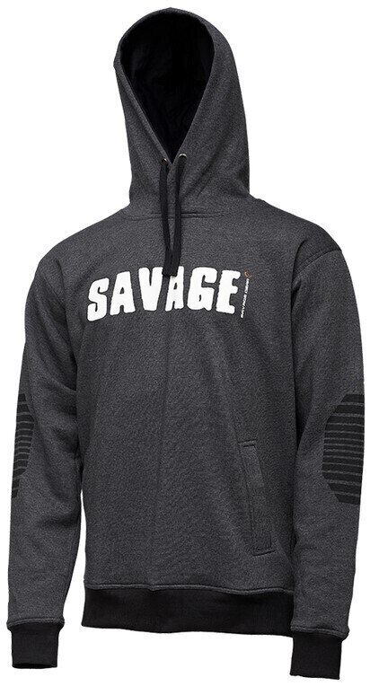 Hættetrøje Savage Gear Hættetrøje Logo Hoodie Dark Grey Melange L