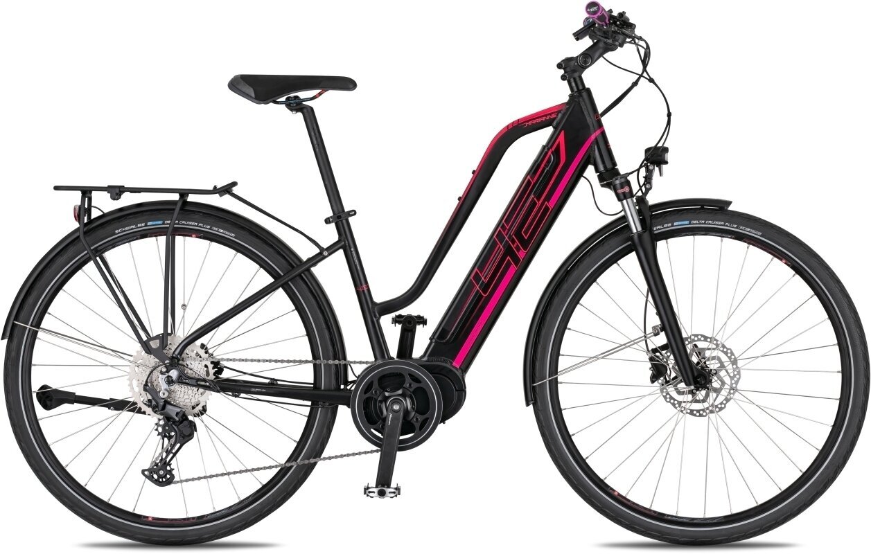 Hybride E-fiets 4Ever Marianne Sport 1 Shimano Deore RD-M5120 1x10 Zwart-Pink 18"