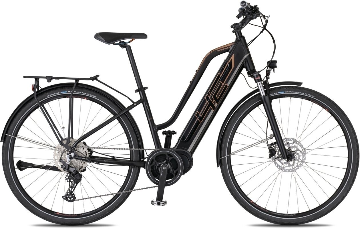 Hybride E-fiets 4Ever Marianne Sport T 1 Shimano Deore RD-M5120 1x10 Zwart-Bronze 18"