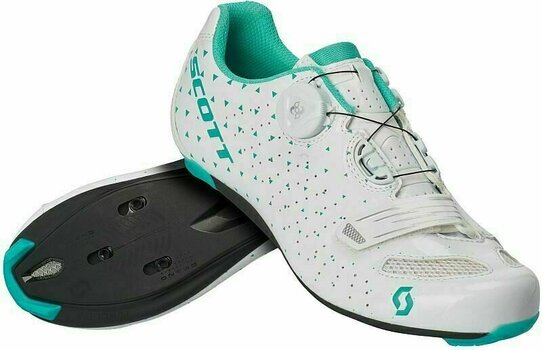 Chaussures de cyclisme pour femmes Scott Road Comp BOA Women's Gloss White/Turquoise Blue 36 Chaussures de cyclisme pour femmes - 1