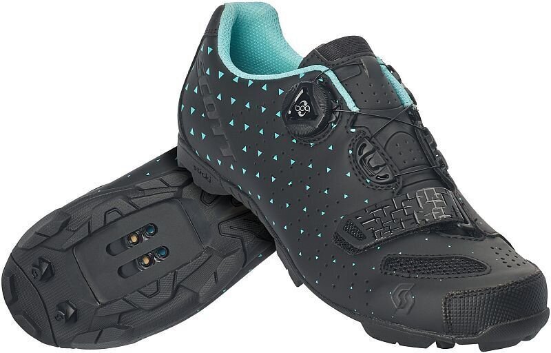 Pantofi de ciclism pentru femei Scott MTB Comp BOA Matt Black/Turquoise Blue 40 Pantofi de ciclism pentru femei