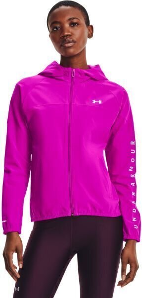 Camisola de fitness Under Armour Woven Hooded Jacket Meteor Pink/White M Camisola de fitness