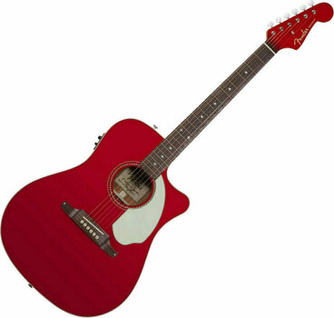 Dreadnought Elektro-Akustikgitarren Fender Sonoran SCE Walnut FB Candy Apple Red - 1