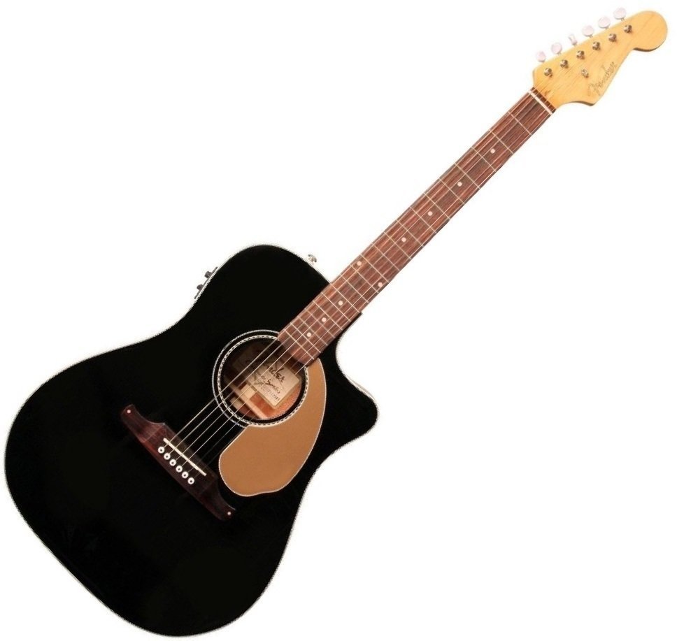 Dreadnought elektro-akoestische gitaar Fender Sonoran SCE Walnut FB Thinline Black
