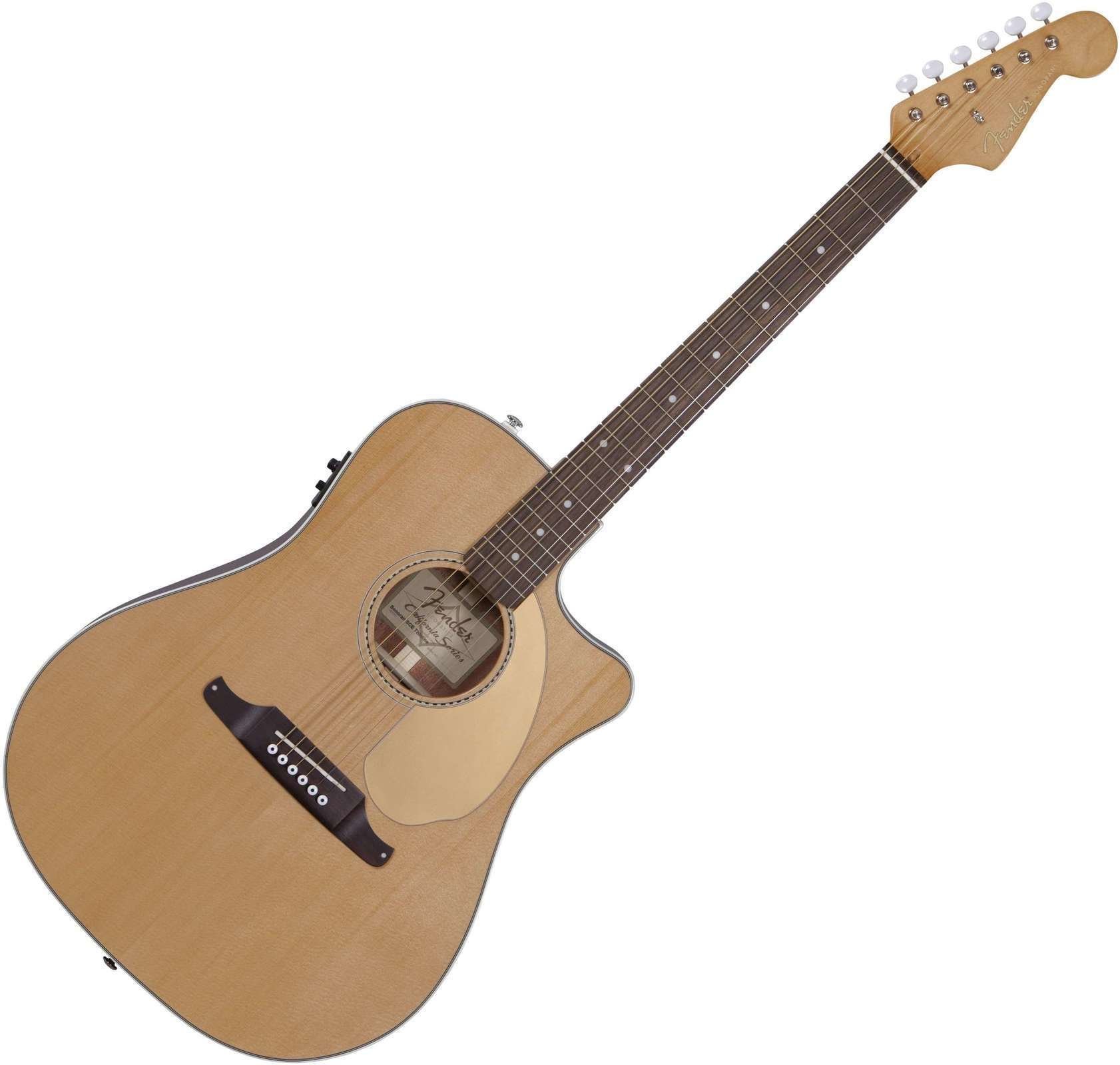 Dreadnought elektro-akoestische gitaar Fender Sonoran SCE Walnut FB Thinline Natural
