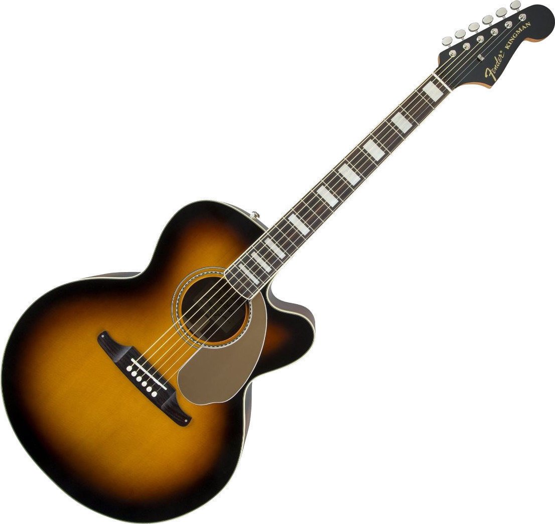 Jumbo Elektro-Akustikgitarren Fender Kingman Jumbo SCE Walnut FB 3 Color Sunburst with Case