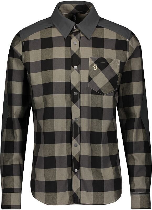Kolesarski dres, majica Scott Trail Flow Check L/SL Men's Shirt Majica Dust Beige/Dark Grey L