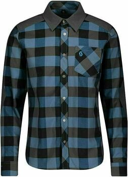 Cykeltrøje Scott Trail Flow Check L/SL Men's Shirt Skjorte Atlantic Blue/Dark Grey S - 1