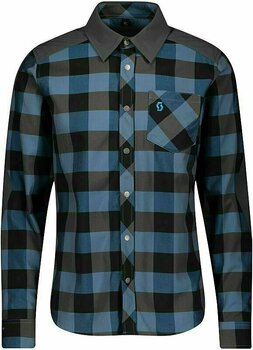 Camisola de ciclismo Scott Trail Flow Check L/SL Men's Shirt Shirt Atlantic Blue/Dark Grey M - 1