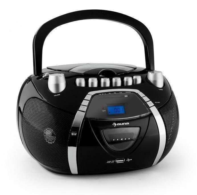 Преносим настолен плеър Auna Beeboy Cassette Player CD MP3 USB Black