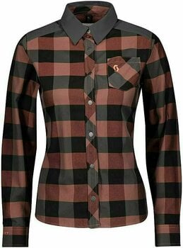 Odzież kolarska / koszulka Scott Women's Trail Flow Check L/SL Koszula Brick Red/Dark Grey XS - 1